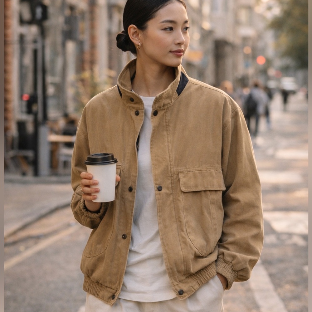 Vintage Barbuba Faux Suede Tan Bomber Jacket X Large